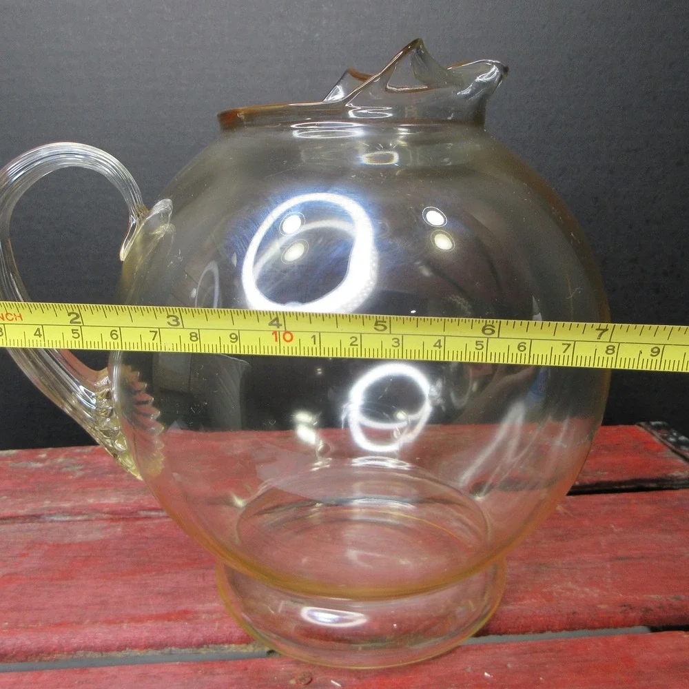 Vintage Amber Yellow Glass Pitcher & 4 Tumblers Set Juice Water Retro